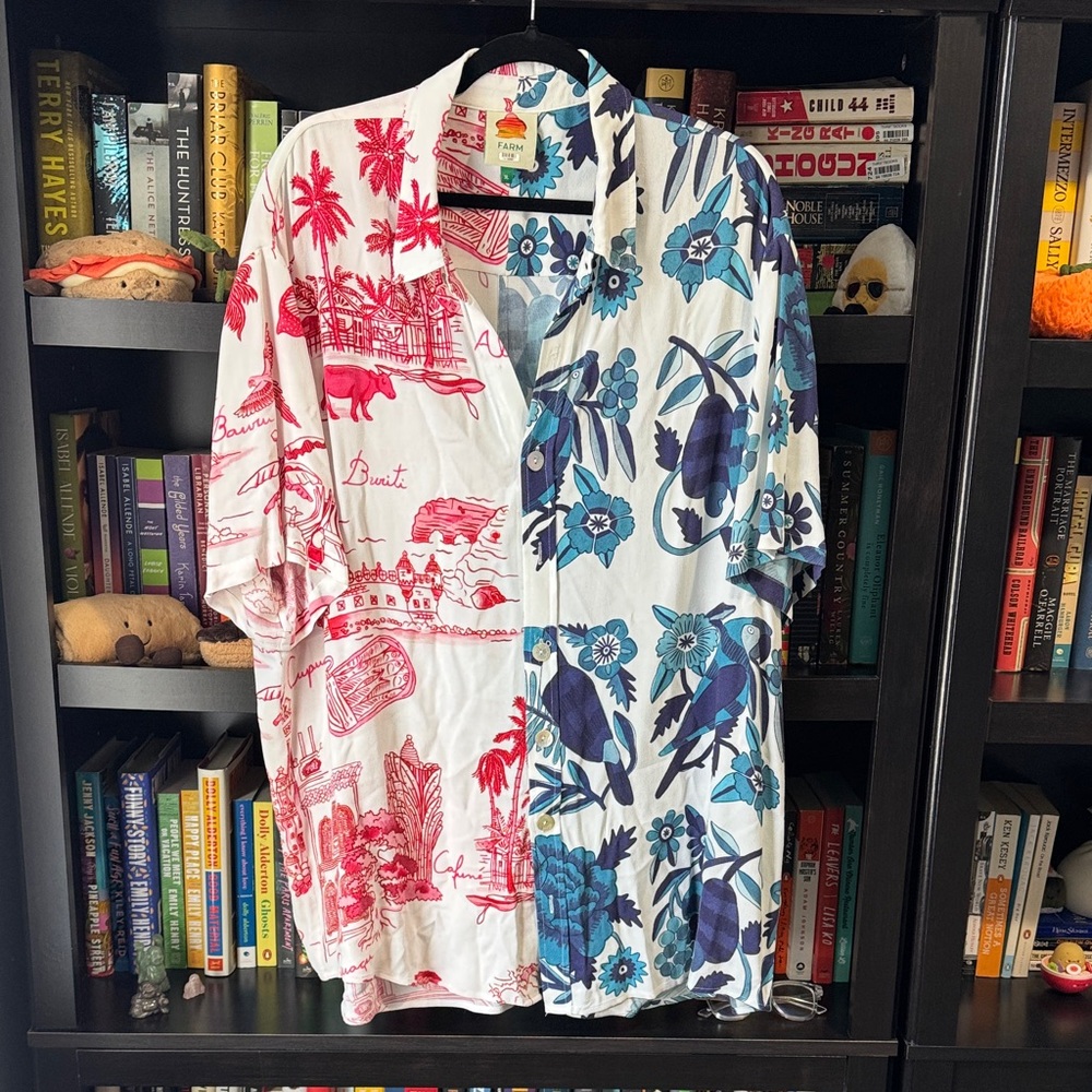 Farm Rio Split Print Button Shirt